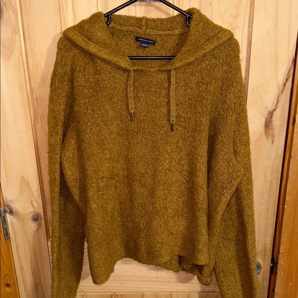 American Eagle Outfitters Mustard Hooded Fluffy Wool Sweatshirt - Picture 1 of 5